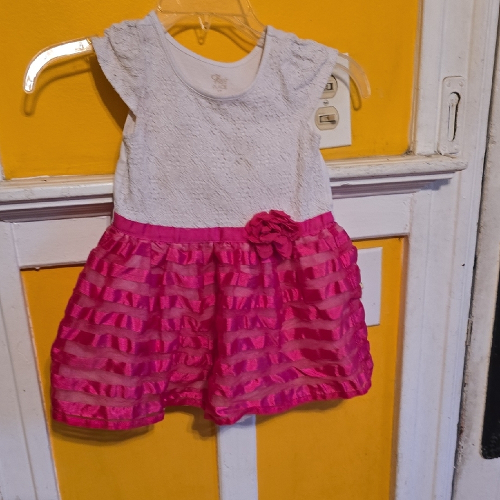 Place White and Pink Ruffled Tiered Sundress